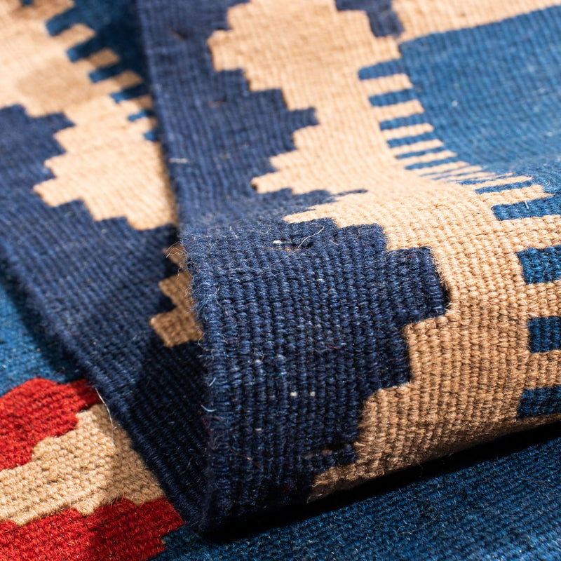 Kelim Carpet - orientalisk matta kvadrat  - 96 x 96 cm - mörkblå