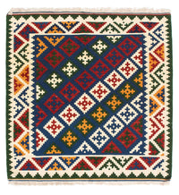 Kelim Carpet - orientalisk matta kvadrat  - 104 x 102 cm - mörkblå