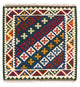 Kelim Carpet - orientalisk matta kvadrat  - 104 x 102 cm - mörkblå