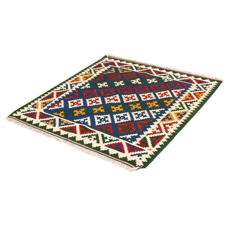 Kelim Carpet - orientalisk matta kvadrat  - 104 x 102 cm - mörkblå