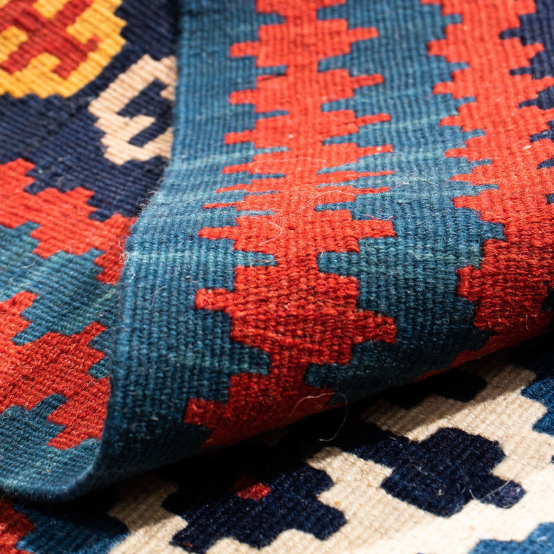 Kelim Carpet - orientalisk matta kvadrat  - 104 x 103 cm - mörkblå