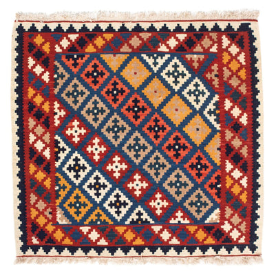 Kelim Carpet - orientalisk matta kvadrat  - 103 x 97 cm - mörkblå