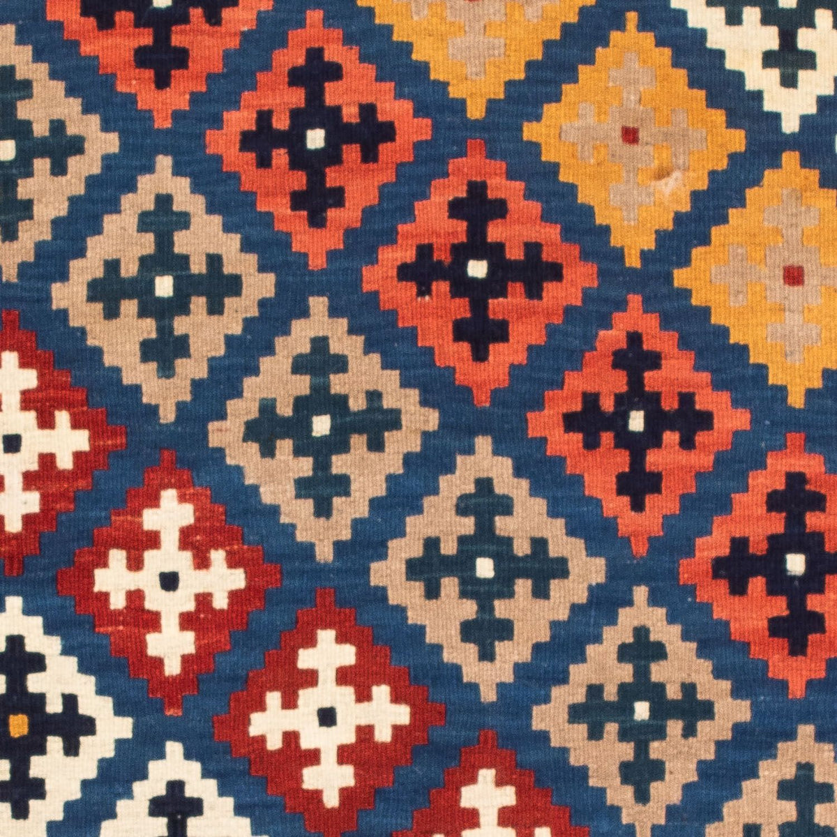 Kelim Carpet - orientalisk matta kvadrat  - 103 x 97 cm - mörkblå