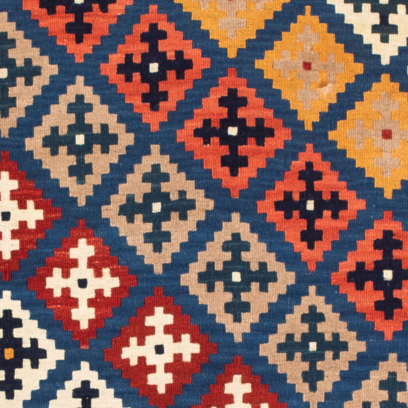 Kelim Carpet - orientalisk matta kvadrat  - 103 x 97 cm - mörkblå