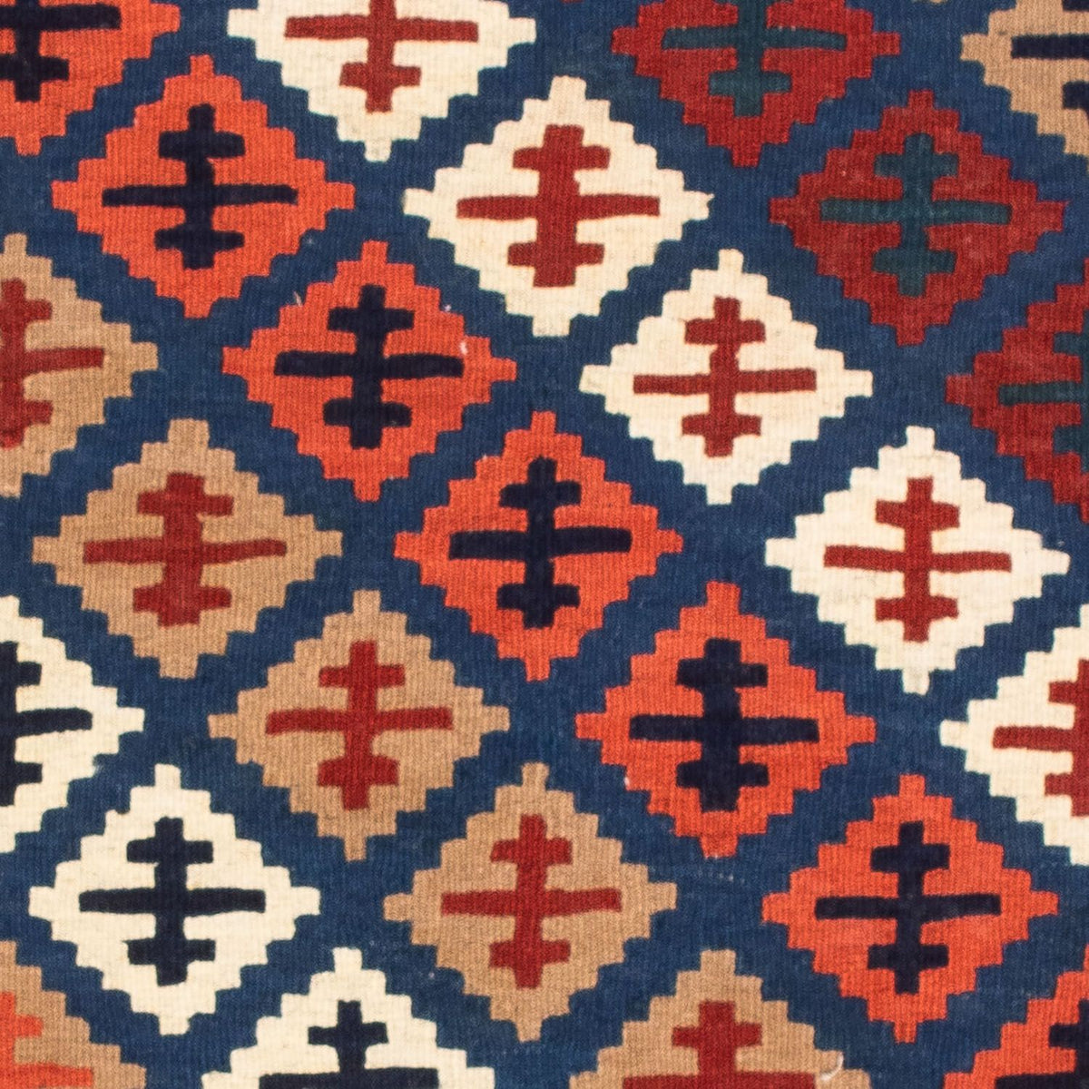 Kelim Carpet - orientalisk matta kvadrat  - 104 x 100 cm - mörkblå