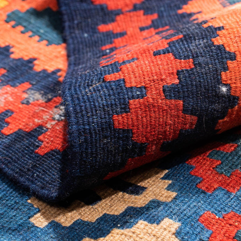 Kelim Carpet - orientalisk matta kvadrat  - 104 x 100 cm - mörkblå