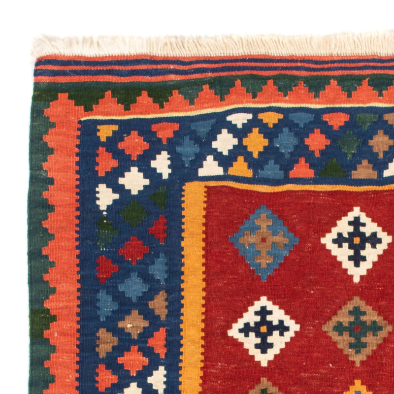 Kelim Carpet - orientalisk matta kvadrat  - 104 x 101 cm - mörkröd