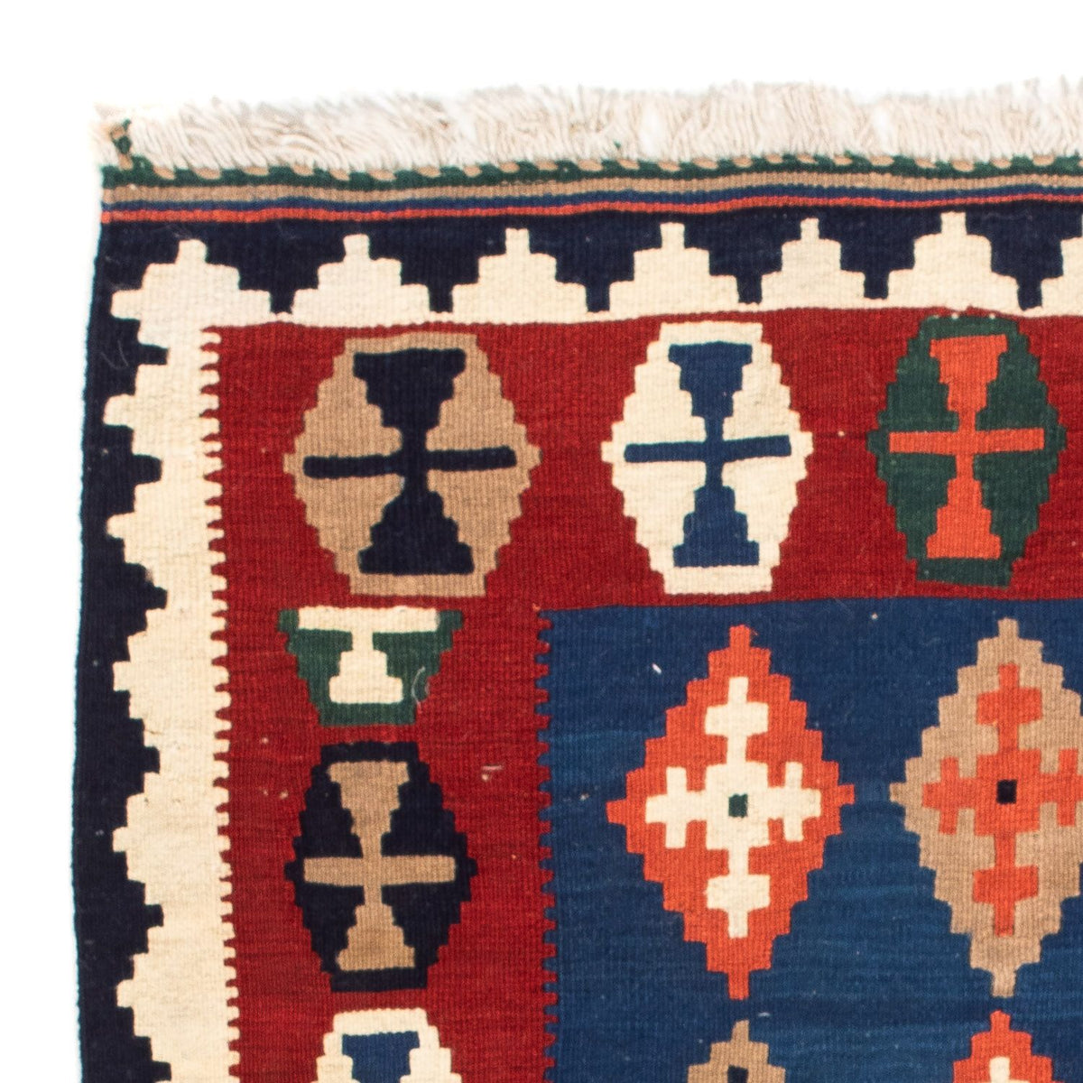 Kelim Carpet - orientalisk matta kvadrat  - 100 x 96 cm - mörkblå