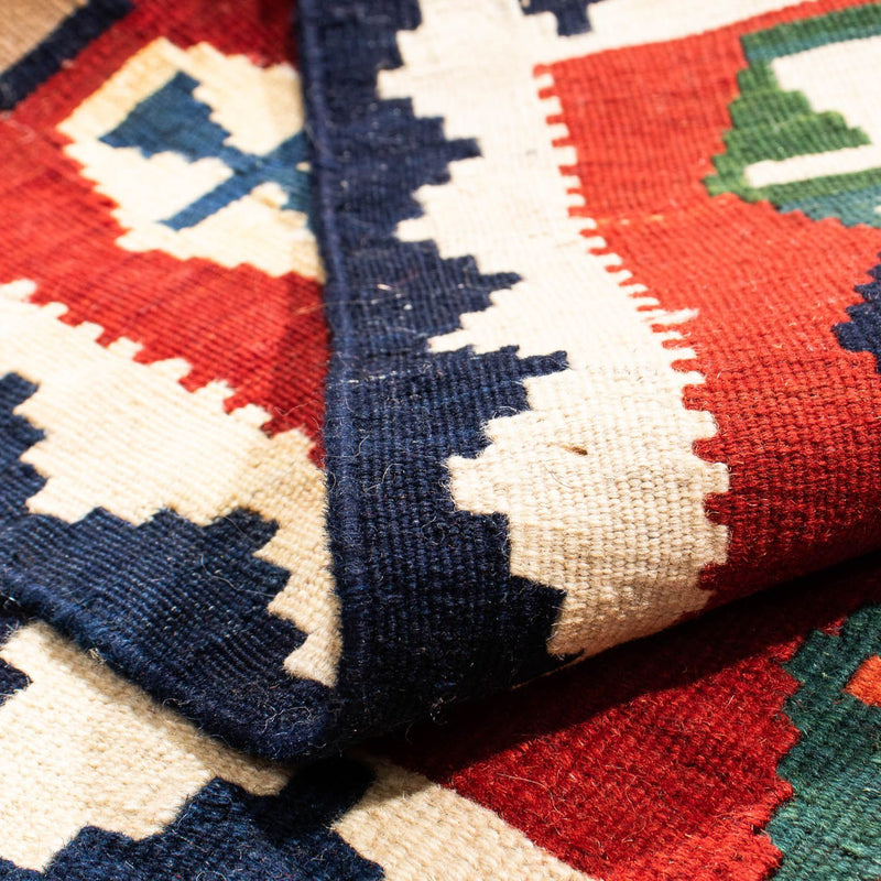 Kelim Carpet - orientalisk matta kvadrat  - 100 x 96 cm - mörkblå