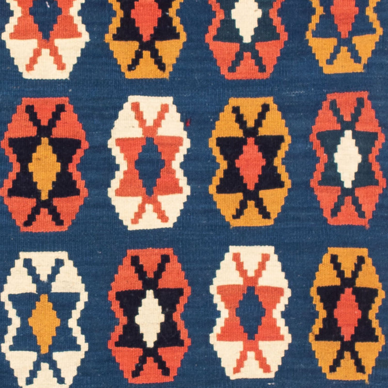 Kelim Carpet - orientalisk matta kvadrat  - 103 x 100 cm - mörkblå