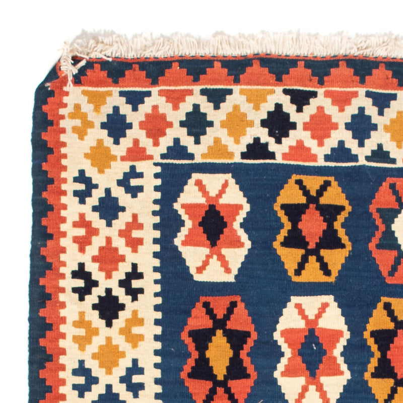 Kelim Carpet - orientalisk matta kvadrat  - 103 x 100 cm - mörkblå