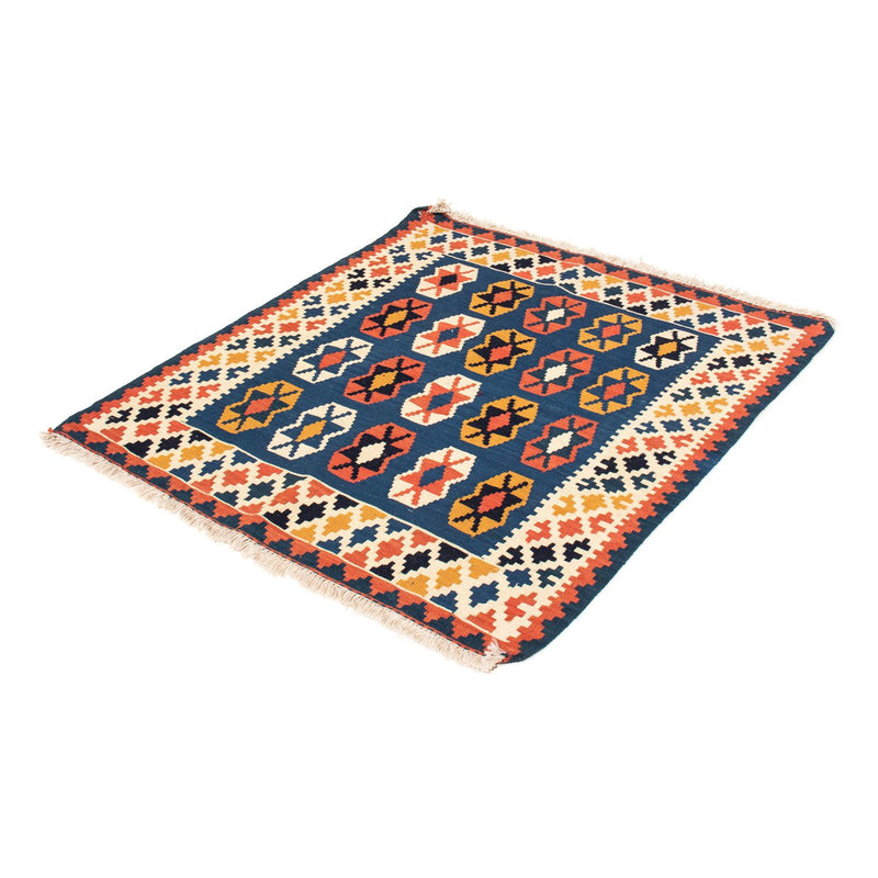Kelim Carpet - orientalisk matta kvadrat  - 103 x 100 cm - mörkblå