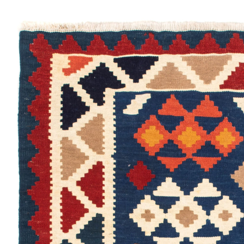 Kelim Carpet - orientalisk matta kvadrat  - 103 x 100 cm - mörkblå