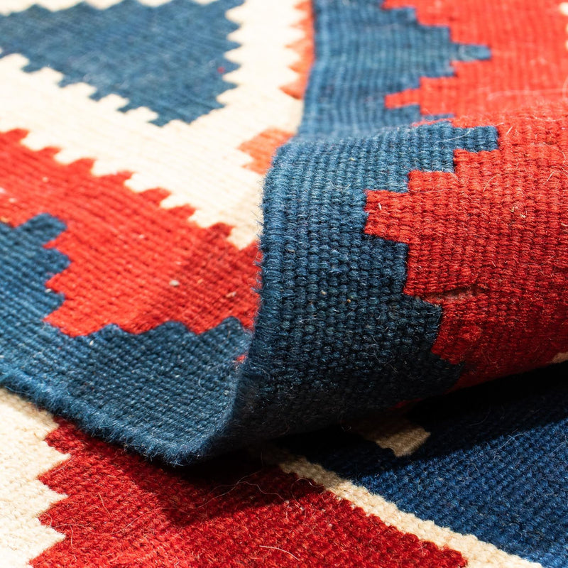 Kelim Carpet - orientalisk matta kvadrat  - 103 x 100 cm - mörkblå