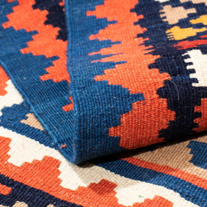 Kelim Carpet - orientalisk matta kvadrat  - 102 x 100 cm - blå