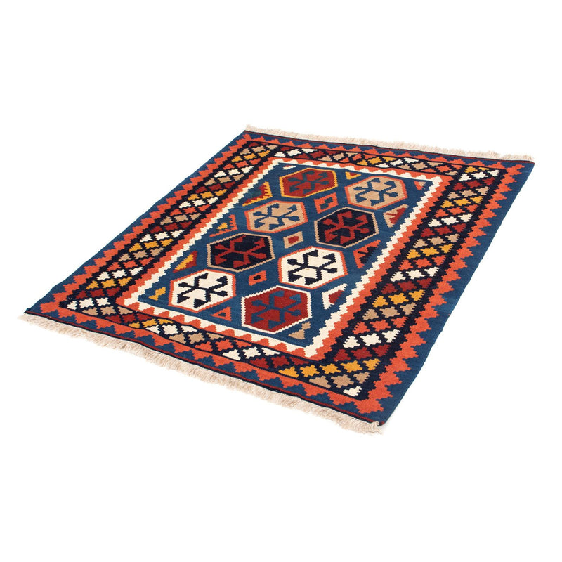 Kelim Carpet - orientalisk matta kvadrat  - 102 x 100 cm - blå
