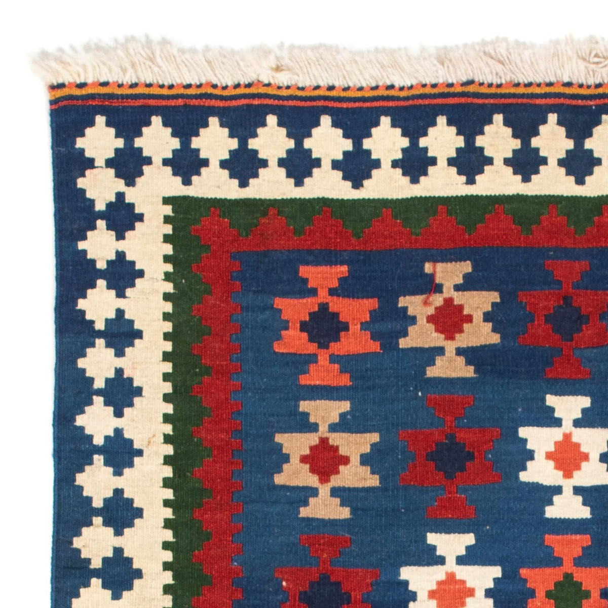 Kelim Carpet - orientalisk matta kvadrat  - 103 x 100 cm - mörkblå