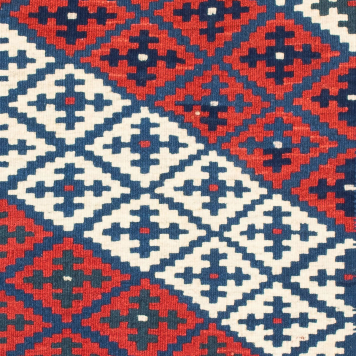 Kelim Carpet - orientalisk matta kvadrat  - 100 x 95 cm - mörkblå