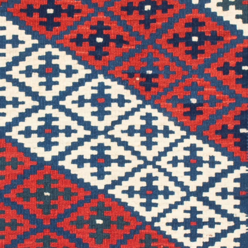 Kelim Carpet - orientalisk matta kvadrat  - 100 x 95 cm - mörkblå