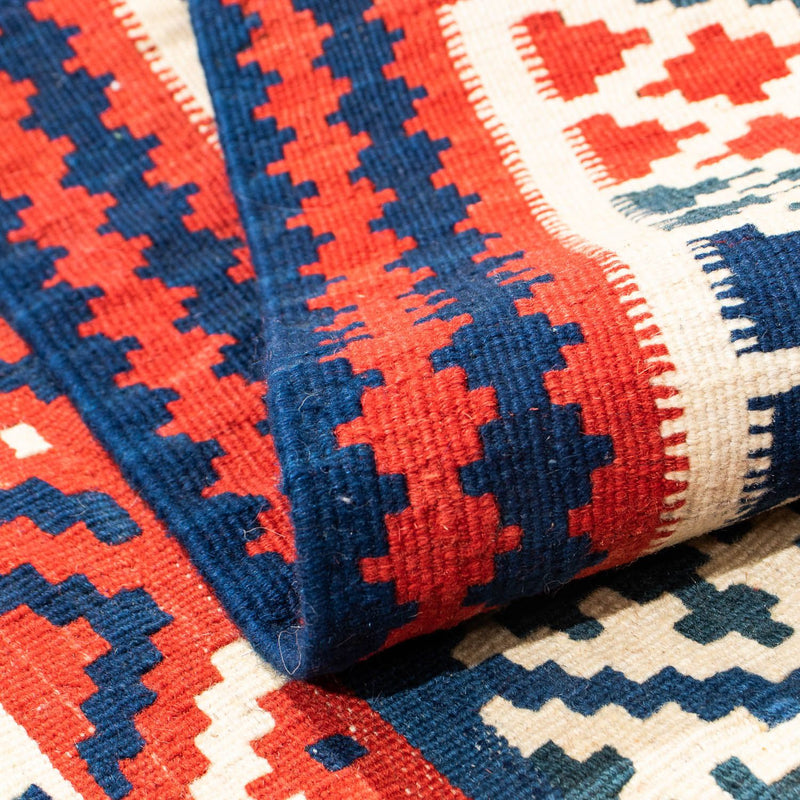 Kelim Carpet - orientalisk matta kvadrat  - 100 x 95 cm - mörkblå