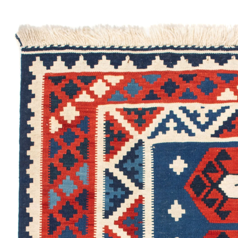 Kelim Carpet - orientalisk matta kvadrat  - 105 x 104 cm - mörkblå