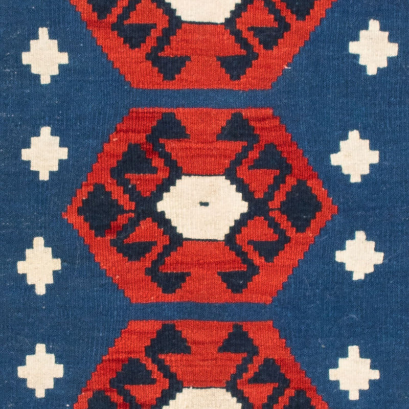 Kelim Carpet - orientalisk matta kvadrat  - 105 x 104 cm - mörkblå