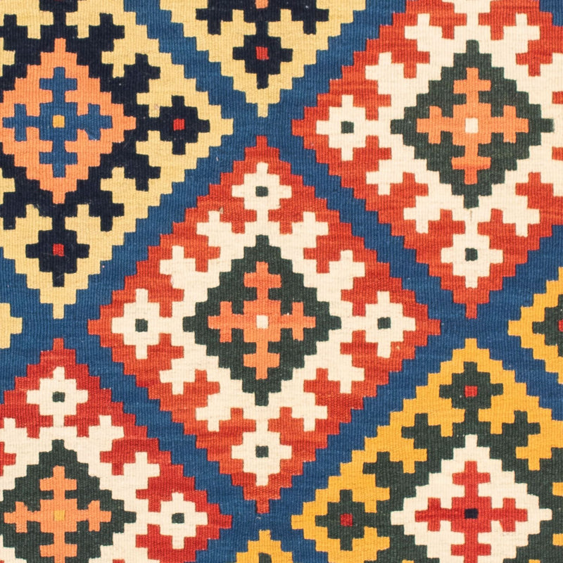 Kelim Carpet - orientalisk matta kvadrat  - 104 x 100 cm - mörkblå