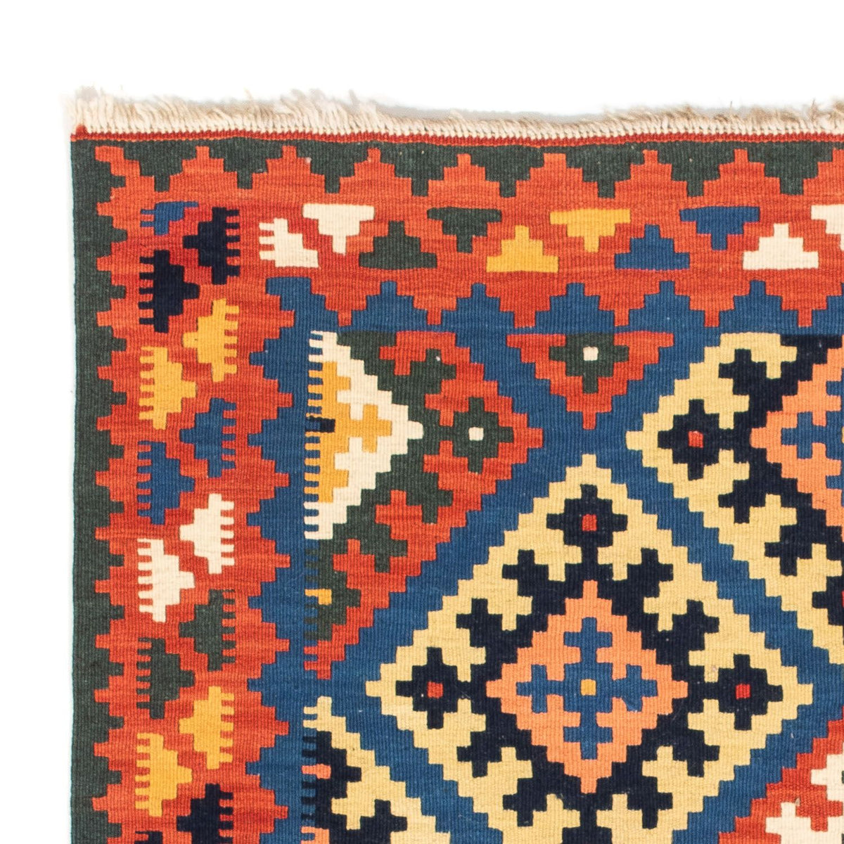 Kelim Carpet - orientalisk matta kvadrat  - 104 x 100 cm - mörkblå