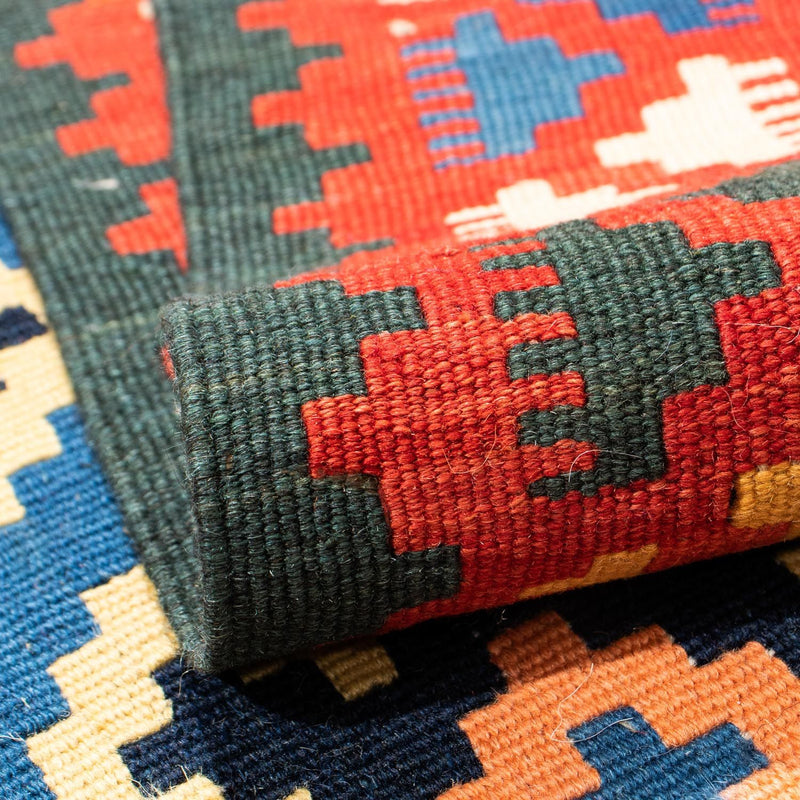 Kelim Carpet - orientalisk matta kvadrat  - 104 x 100 cm - mörkblå