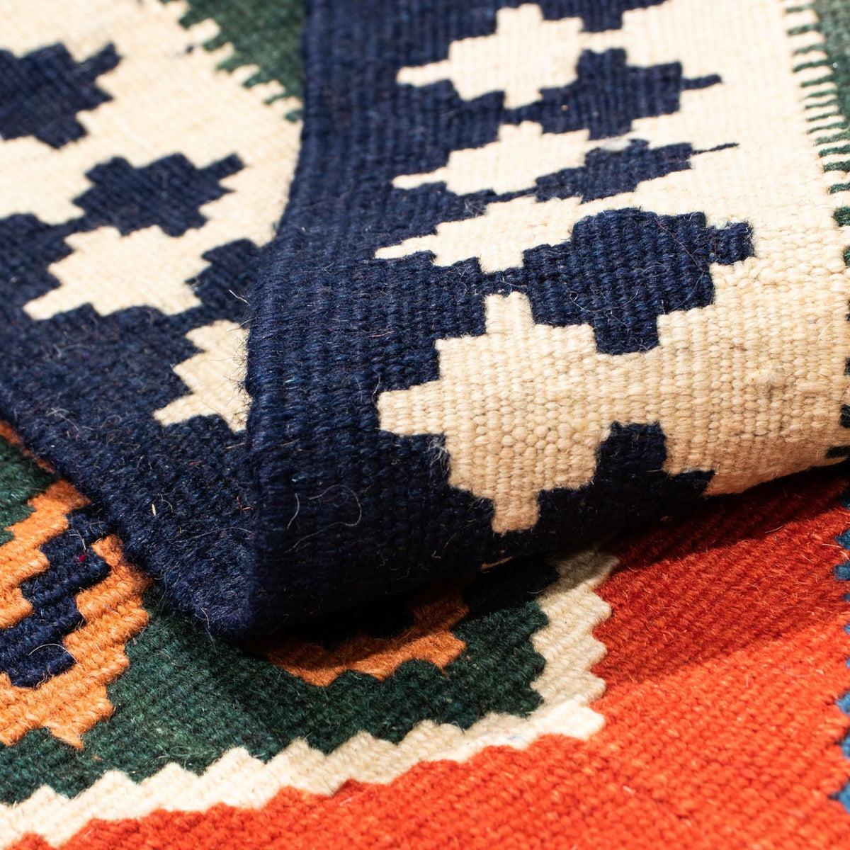 Kelim Carpet - orientalisk matta kvadrat  - 105 x 103 cm - röd