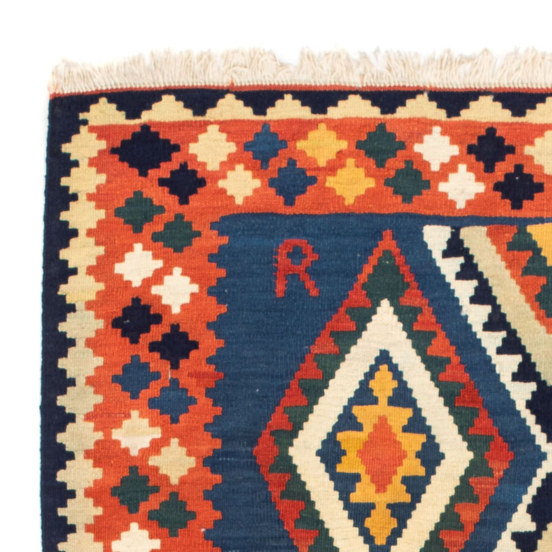 Kelim Carpet - orientalisk matta kvadrat  - 100 x 98 cm - mörkblå