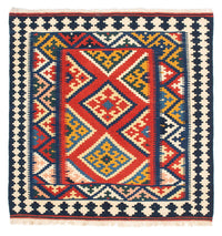 Kelim Carpet - orientalisk matta kvadrat  - 107 x 103 cm - röd