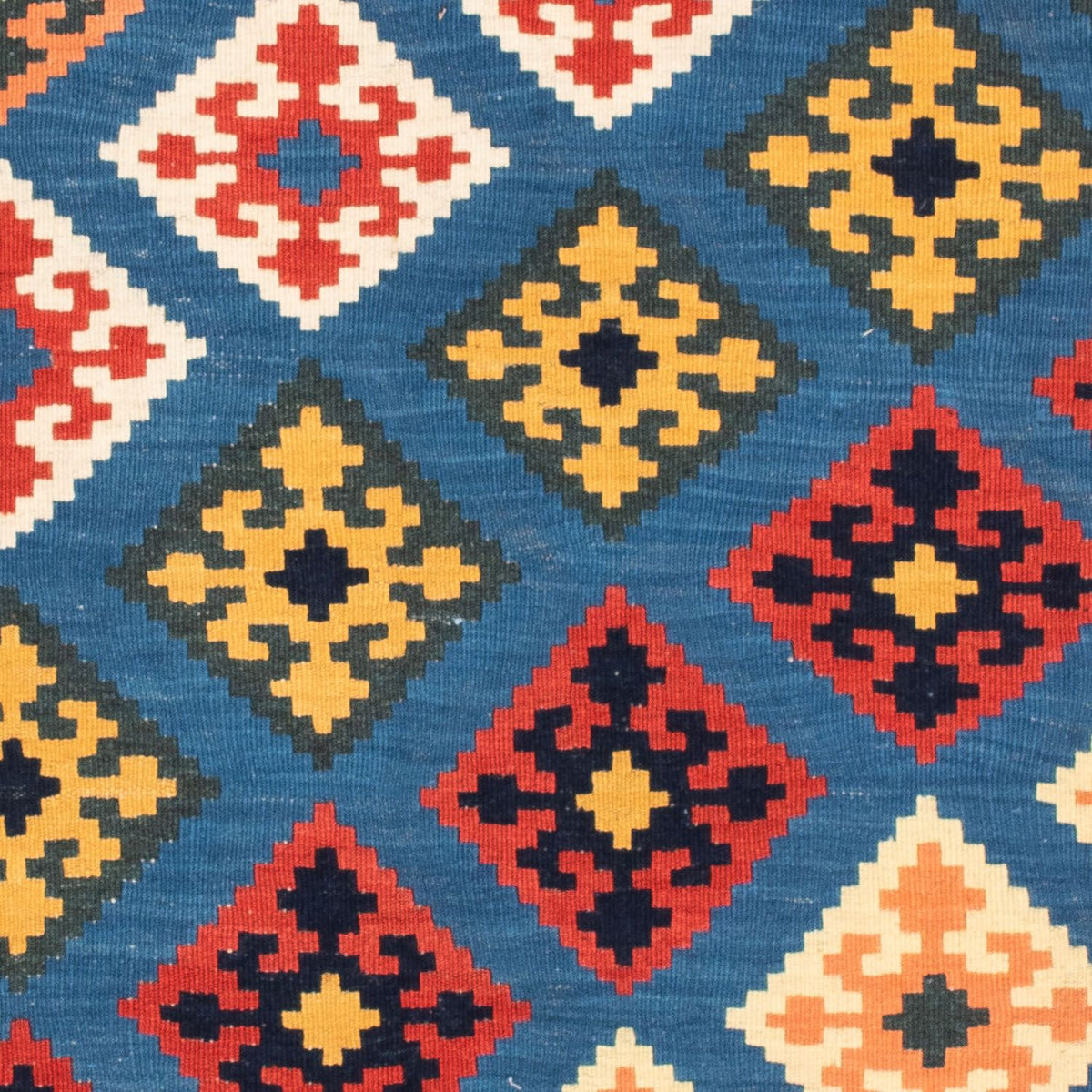 Kelim Carpet - orientalisk matta kvadrat  - 110 x 107 cm - blå