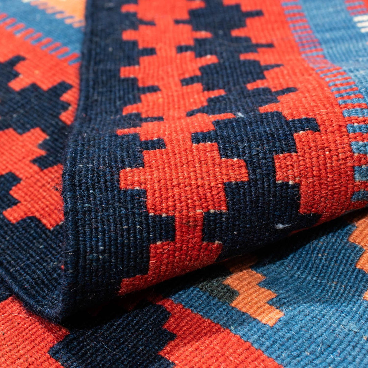 Kelim Carpet - orientalisk matta kvadrat  - 110 x 107 cm - blå