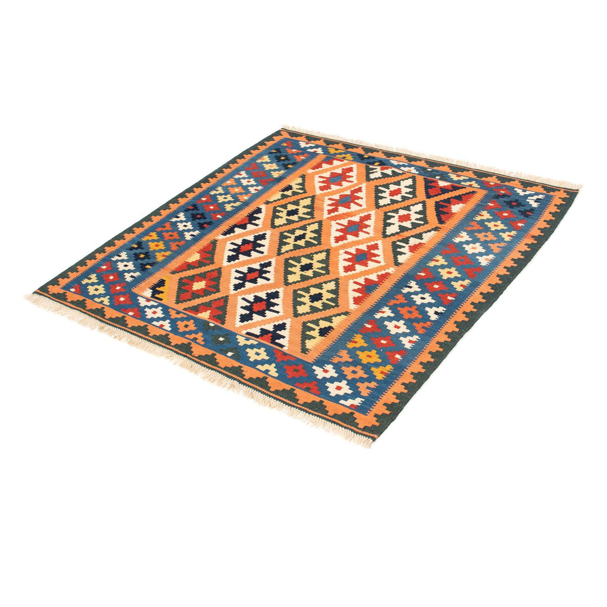 Kelim Carpet - orientalisk matta kvadrat  - 103 x 100 cm - ljusbrun