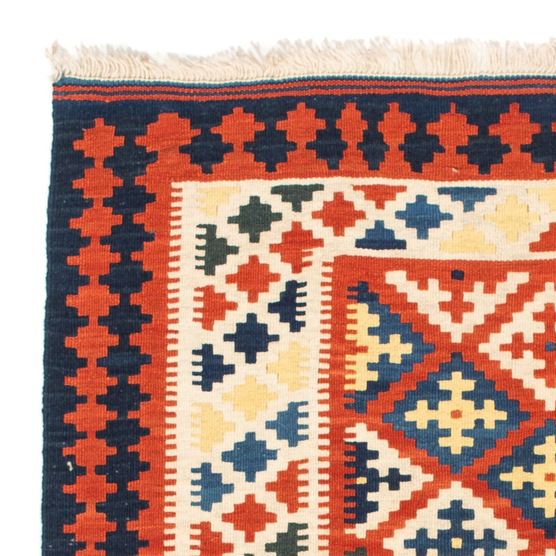 Kelim Carpet - orientalisk matta kvadrat  - 107 x 100 cm - mörkröd