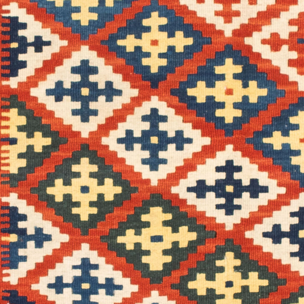 Kelim Carpet - orientalisk matta kvadrat  - 107 x 100 cm - mörkröd