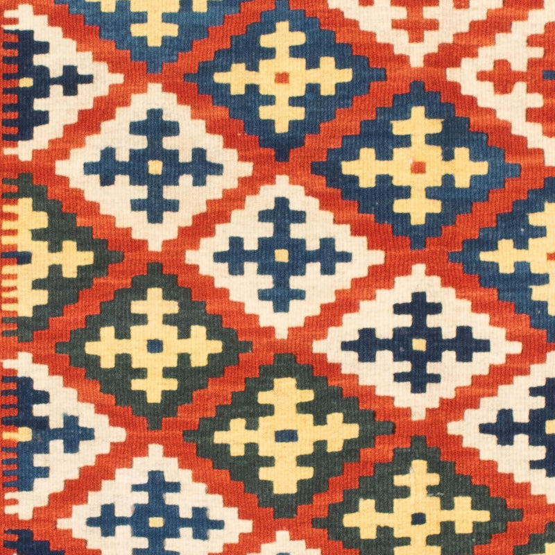 Kelim Carpet - orientalisk matta kvadrat  - 107 x 100 cm - mörkröd