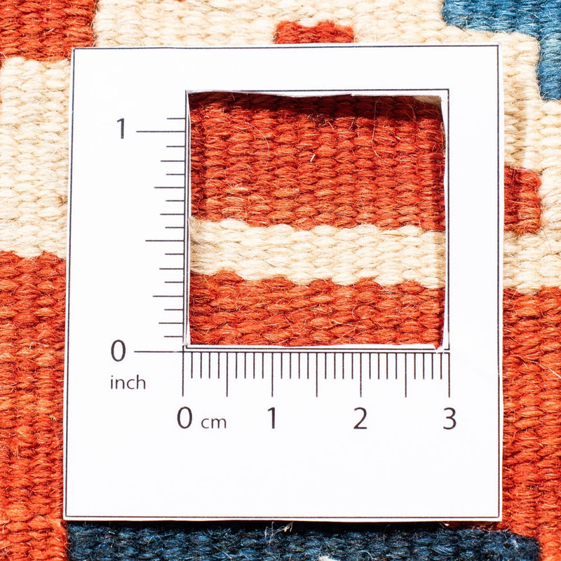 Kelim Carpet - orientalisk matta kvadrat  - 107 x 100 cm - mörkröd