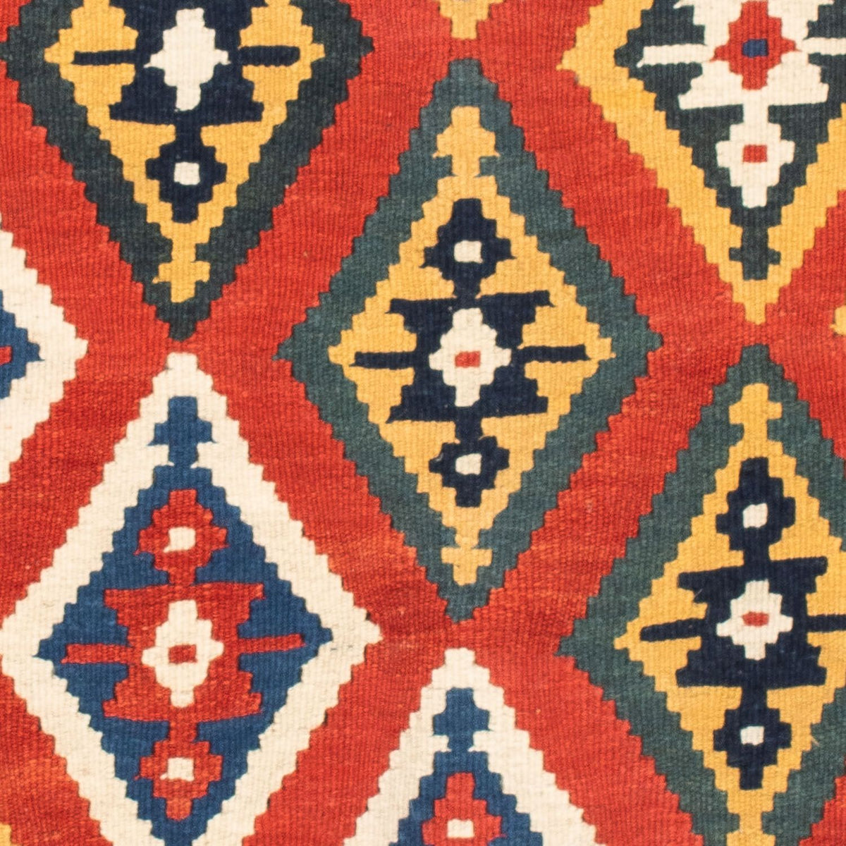 Kelim Carpet - orientalisk matta kvadrat  - 108 x 104 cm - orange