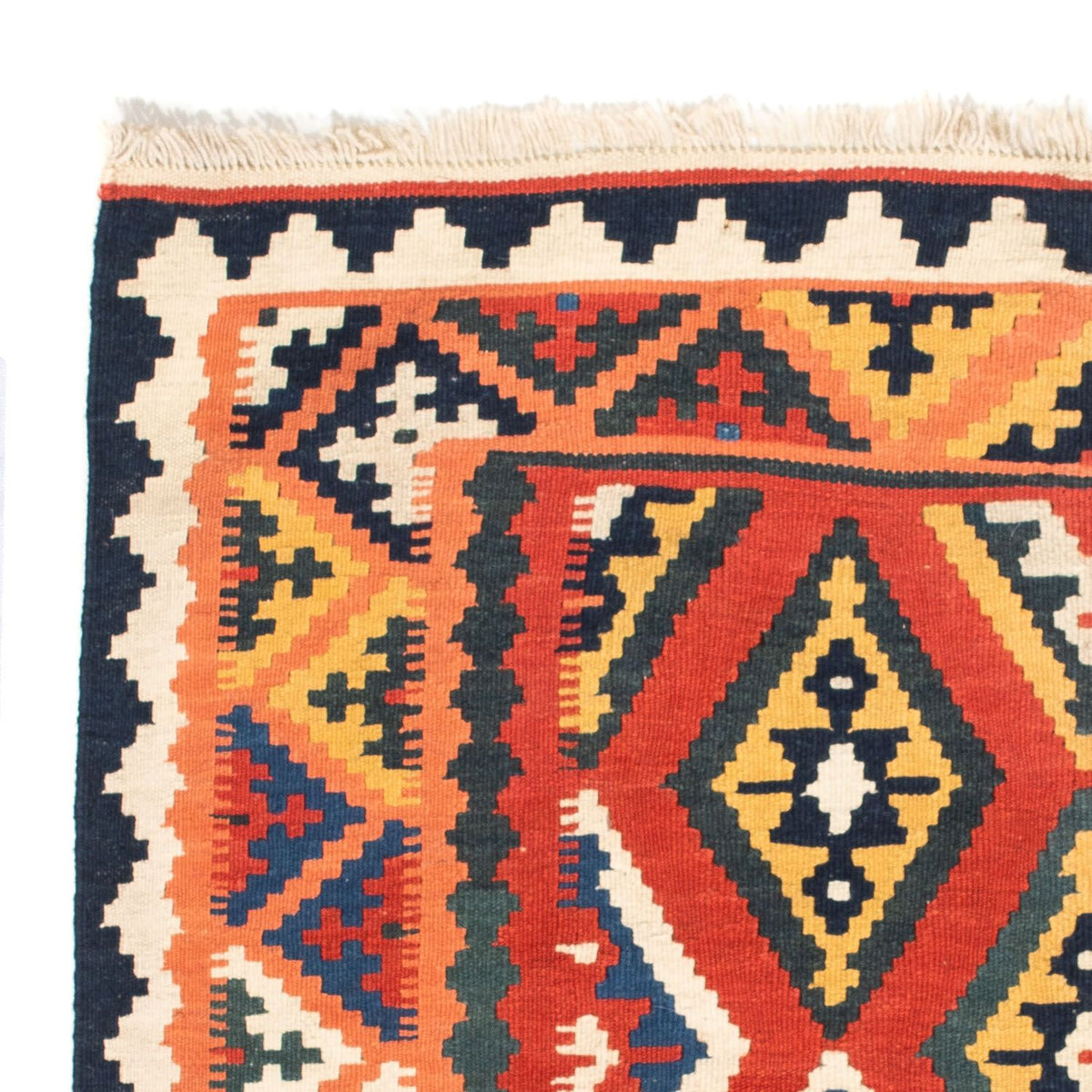 Kelim Carpet - orientalisk matta kvadrat  - 108 x 104 cm - orange