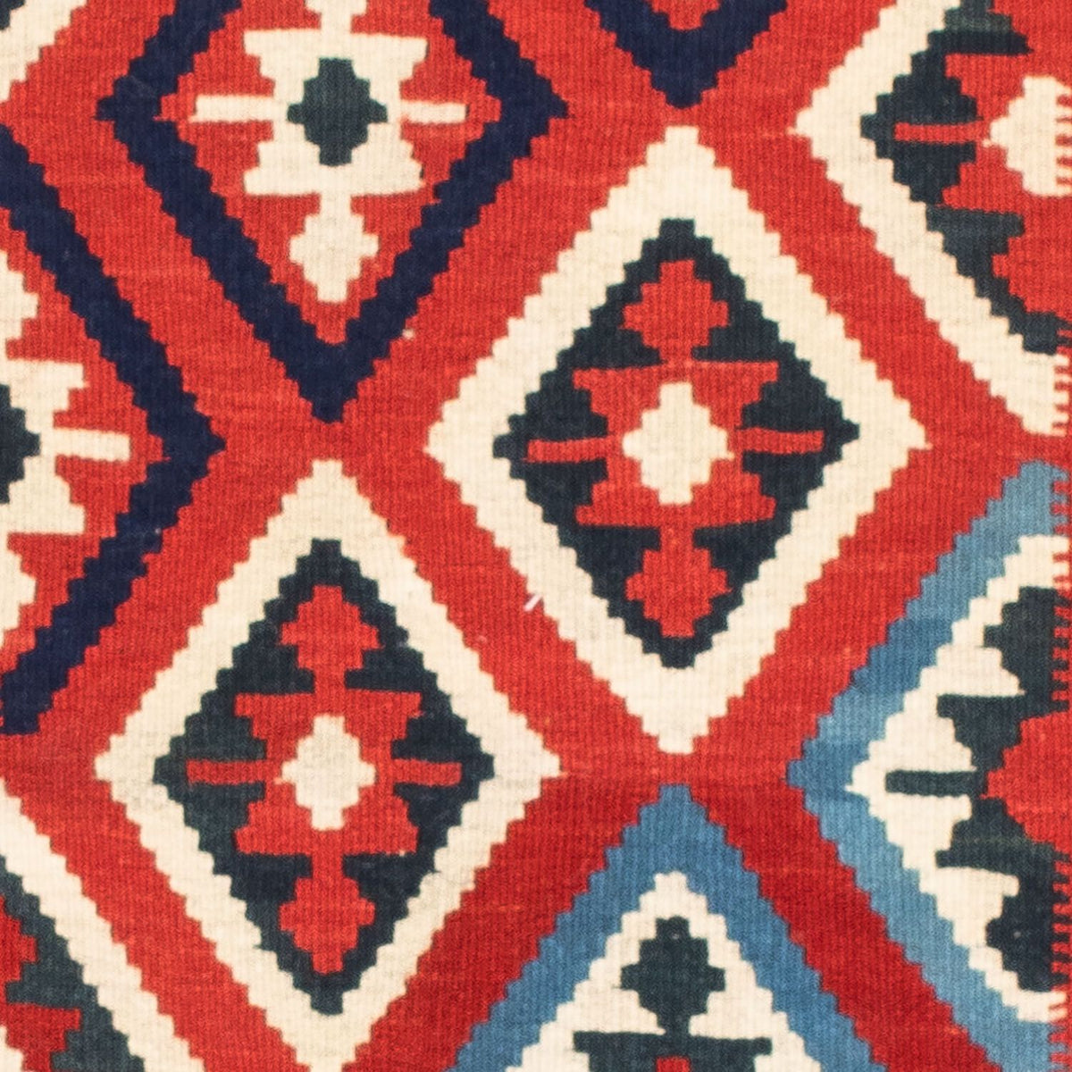 Kelim Carpet - orientalisk matta kvadrat  - 104 x 102 cm - mörkröd