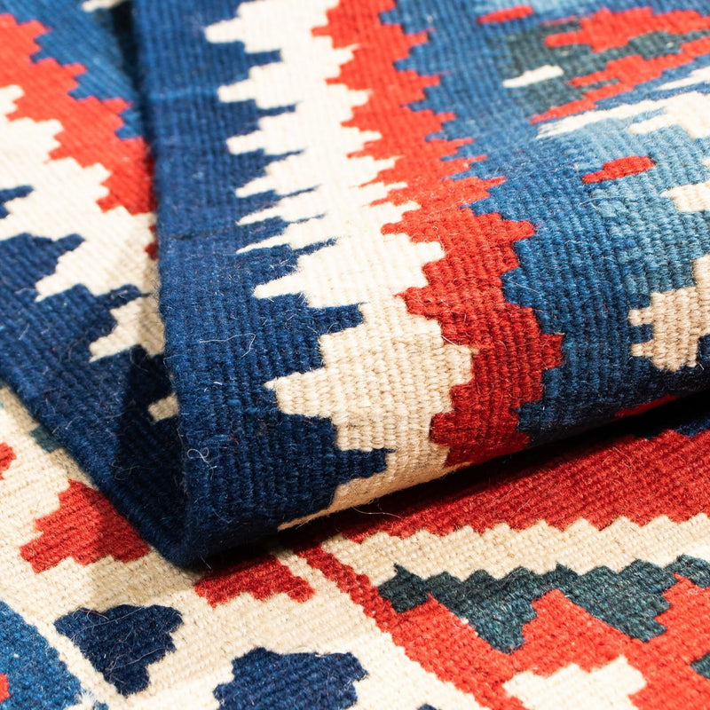 Kelim Carpet - orientalisk matta kvadrat  - 104 x 102 cm - mörkröd