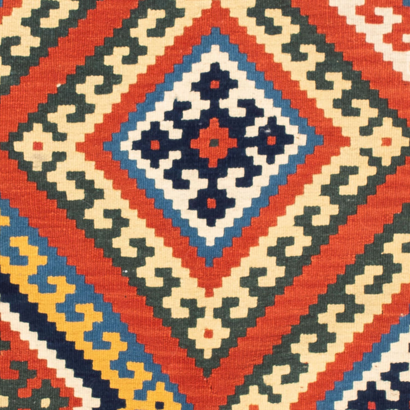 Kelim Carpet - orientalisk matta kvadrat  - 103 x 102 cm - mörkröd