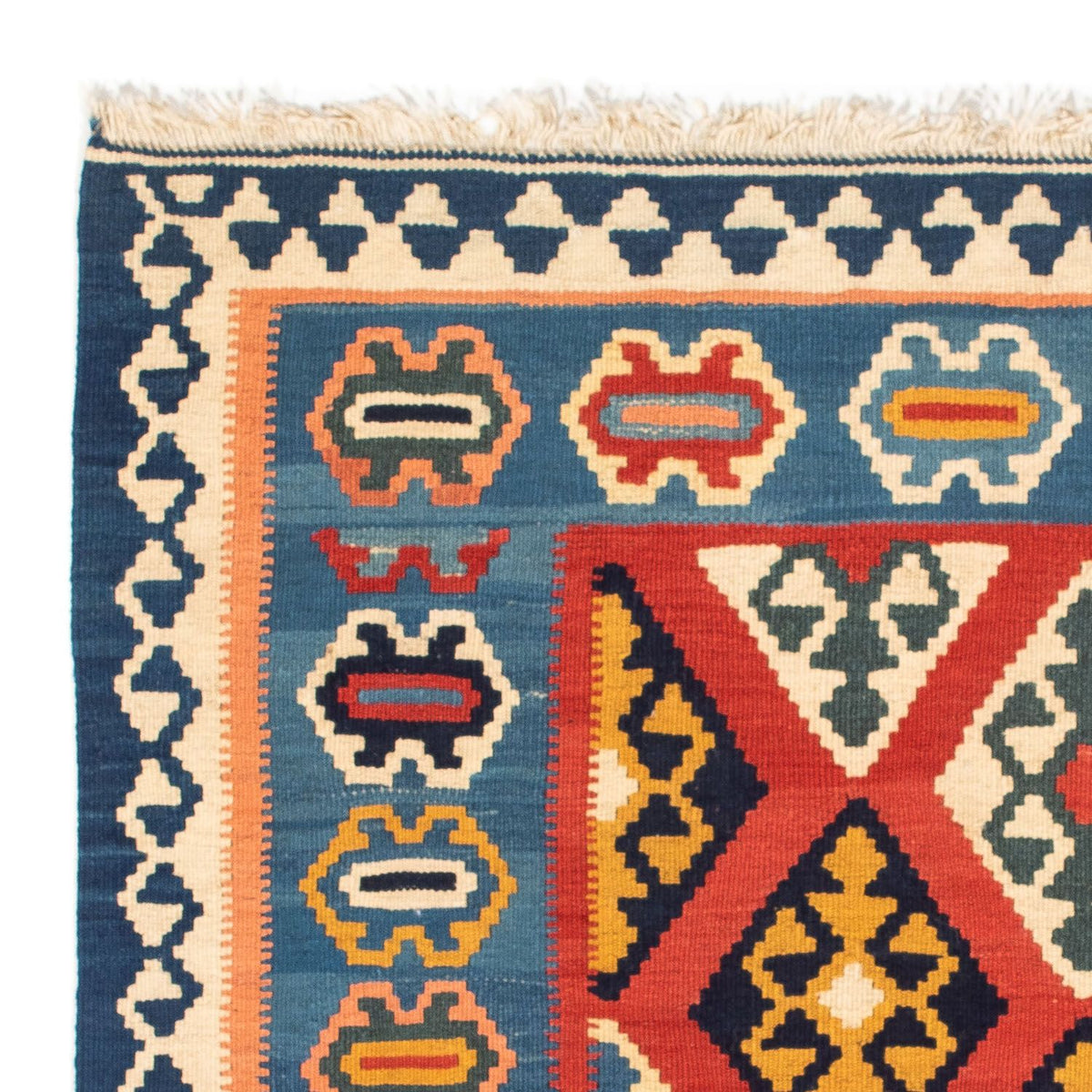 Kelim Carpet - orientalisk matta kvadrat  - 108 x 97 cm - rost