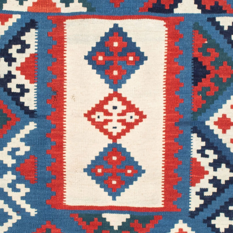 Kelim Carpet - orientalisk matta kvadrat  - 104 x 103 cm - mörkblå