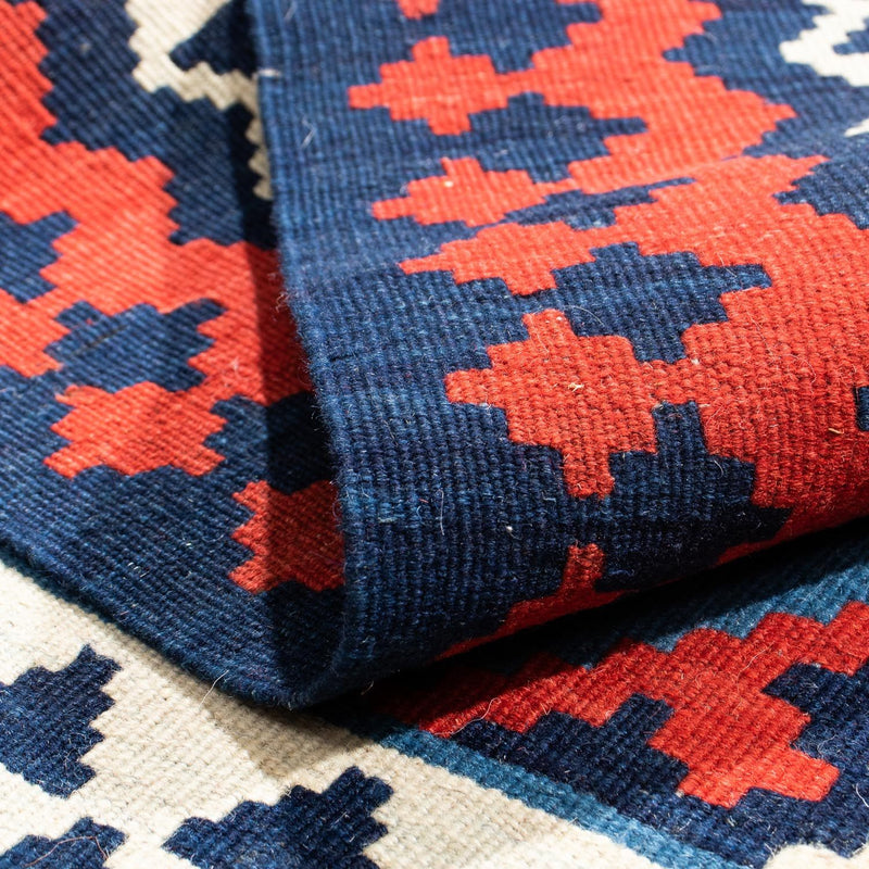 Kelim Carpet - orientalisk matta kvadrat  - 104 x 103 cm - mörkblå