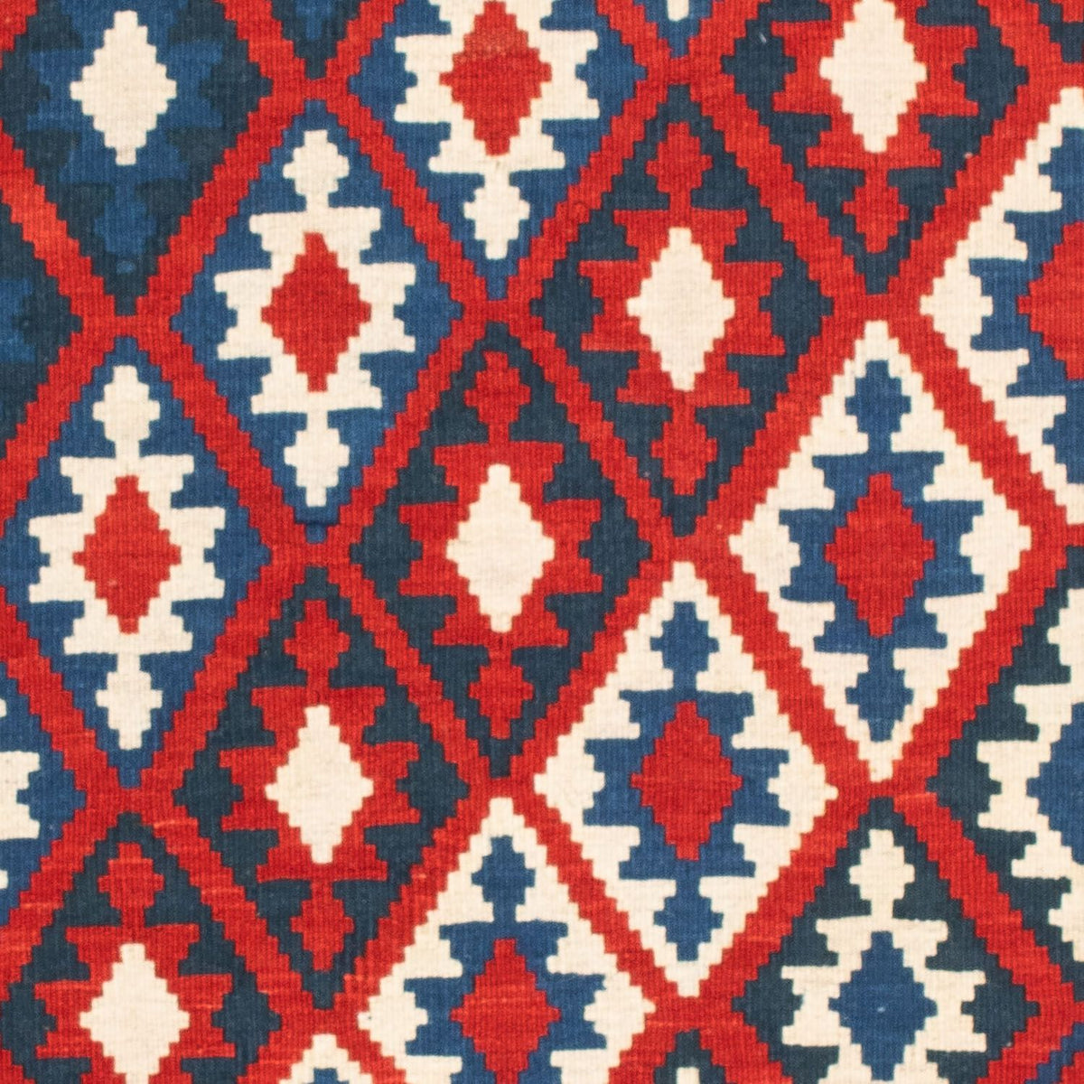 Kelim Carpet - orientalisk matta kvadrat  - 102 x 94 cm - mörkröd