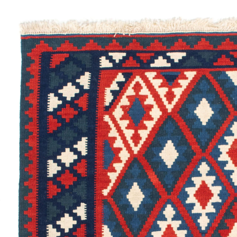 Kelim Carpet - orientalisk matta kvadrat  - 102 x 94 cm - mörkröd