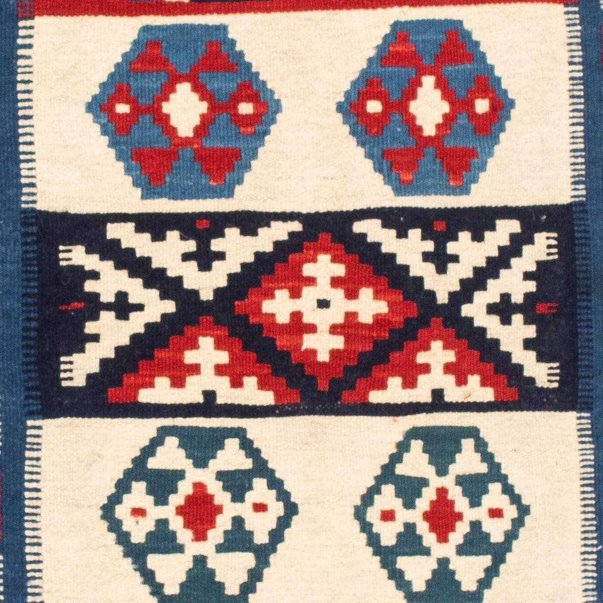 Kelim Carpet - orientalisk matta kvadrat  - 105 x 102 cm - mörkblå